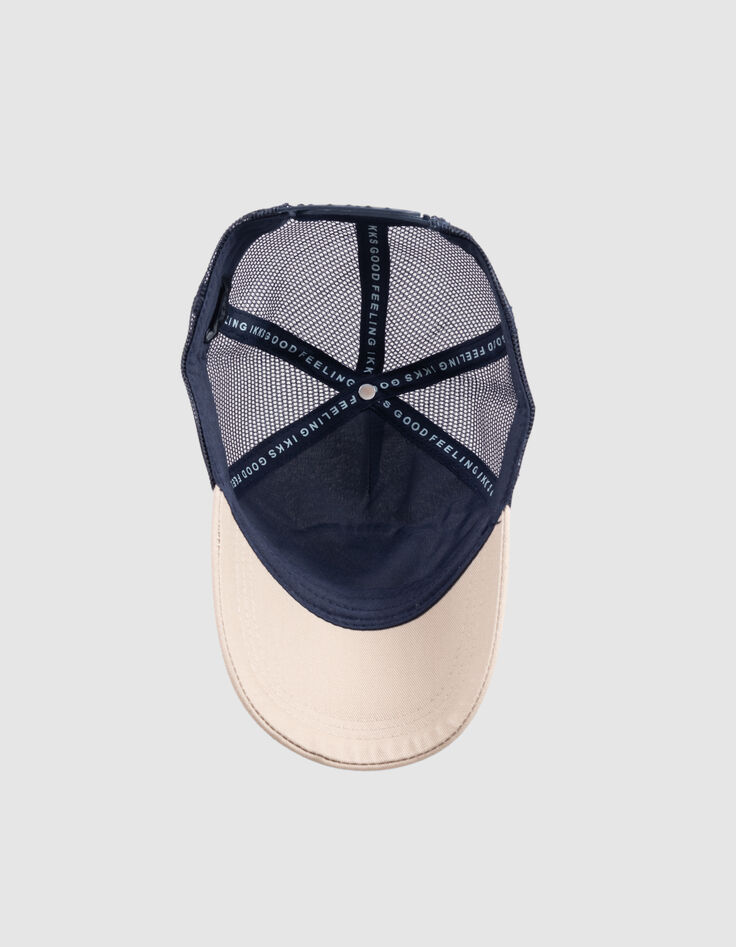 Casquette marine et blanche visière beige garçon-4