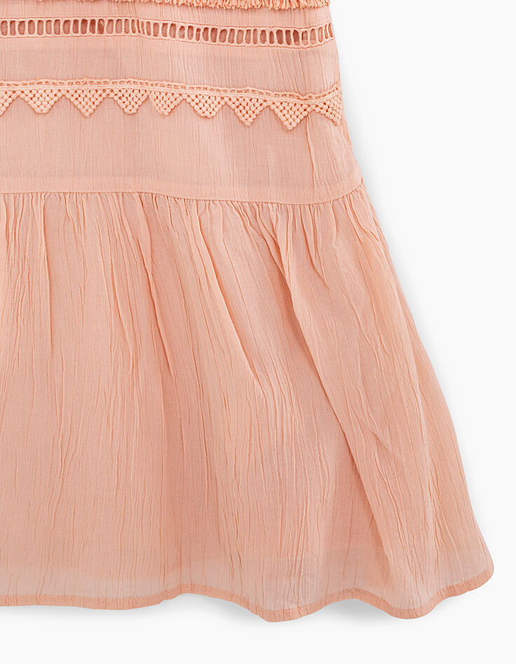 Robe rose poudré dentelle et broderies fille-2