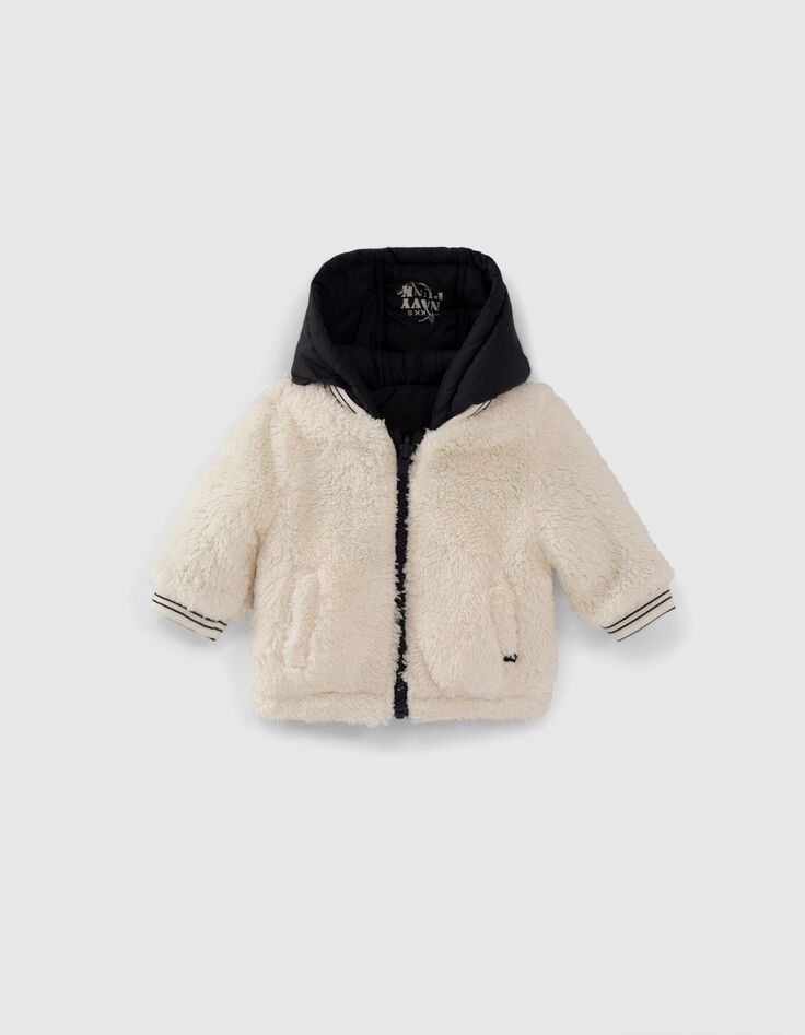 Doudoune réversible navy et Sherpa blanc bébé garçon-3