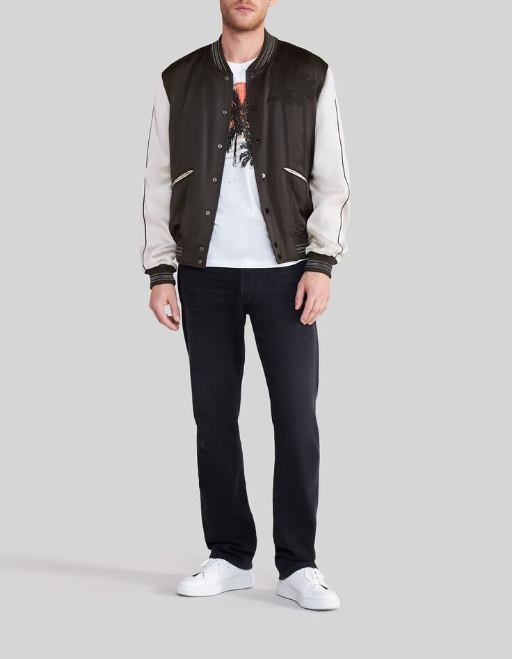 Cazadora teddy negro bicolor y bordados hombre-2