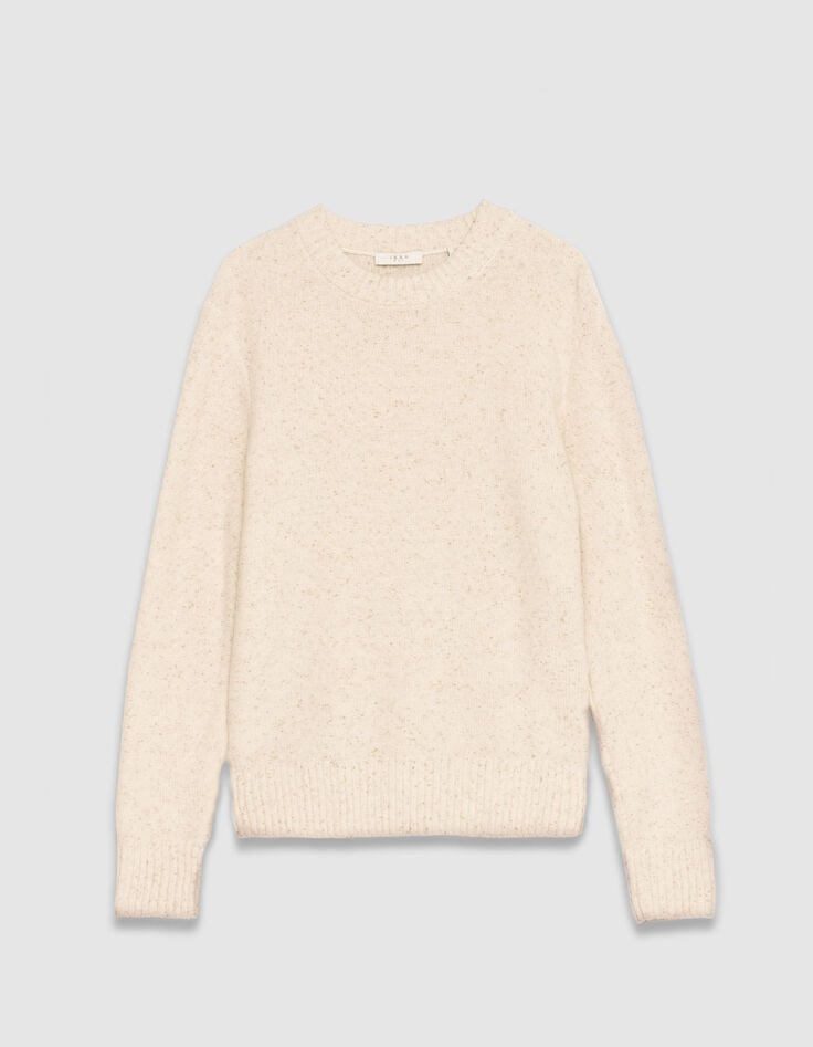 Beiger Winterpullover Rundhalsausschnitt-7