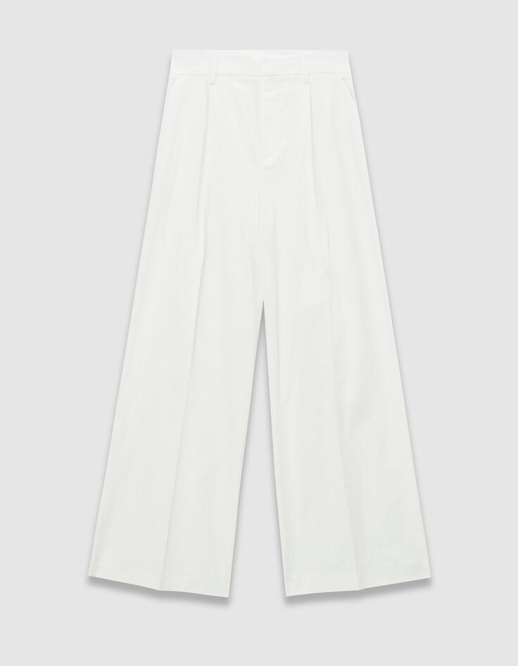 Pantalones de traje de lino y algodón color crudo para Mujer-5
