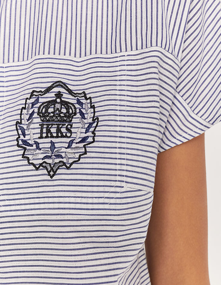 Ärmellose Crop-Damenbluse mit Wappen an der Brust-4