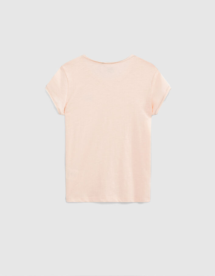 Girls’ powder pink Essential organic cotton T-shirt - IKKS