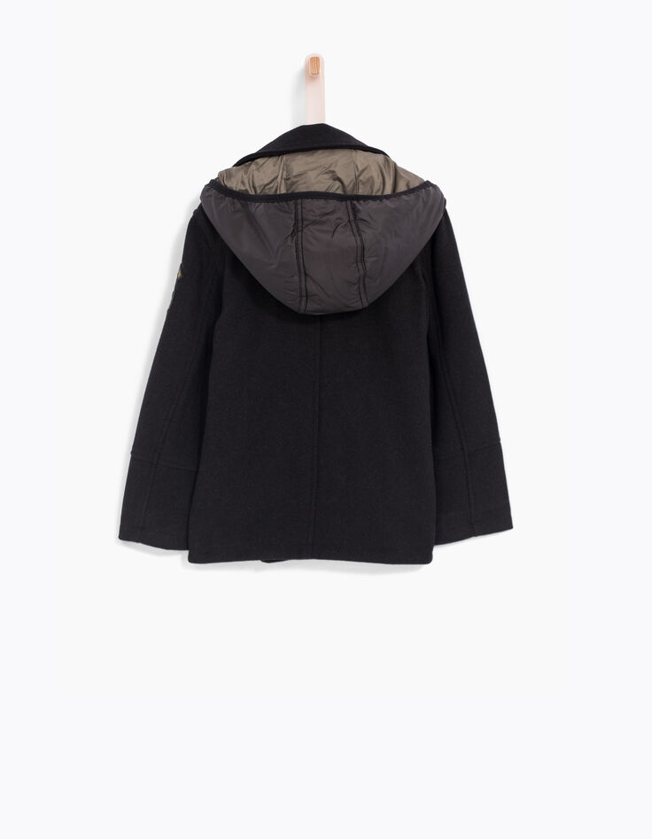 Caban gris à col tailleur et capuche garçon-3