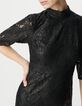 Robe midi noire dentelle effet enduit Femme-4