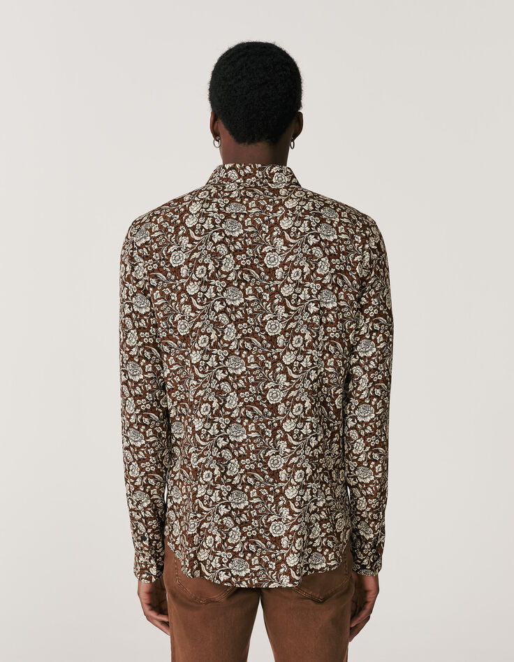 Chemise SLIM tabac imprimé fleurs Homme-4 Chemise SLIM tabac imprimé fleurs Homme-4