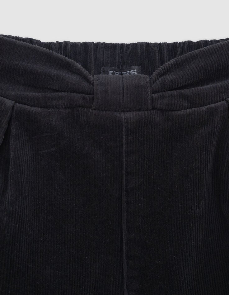 Short noir velours côtelé noeud-ceinture fille-2 Short noir velours côtelé noeud-ceinture fille-2