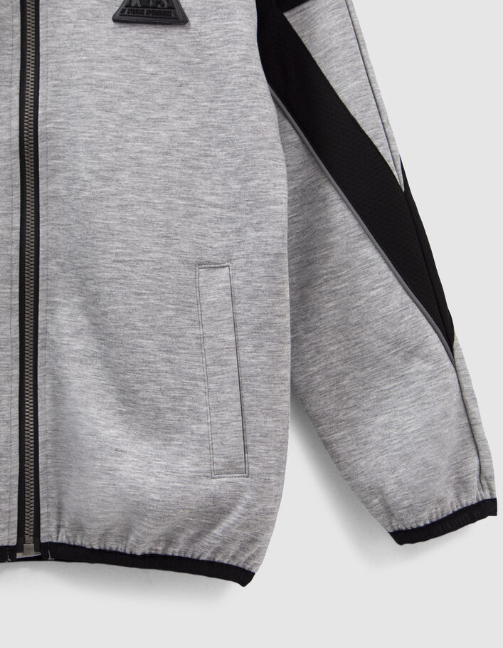 Graue Jungensweatjacke mit Details und Reflektoren-7