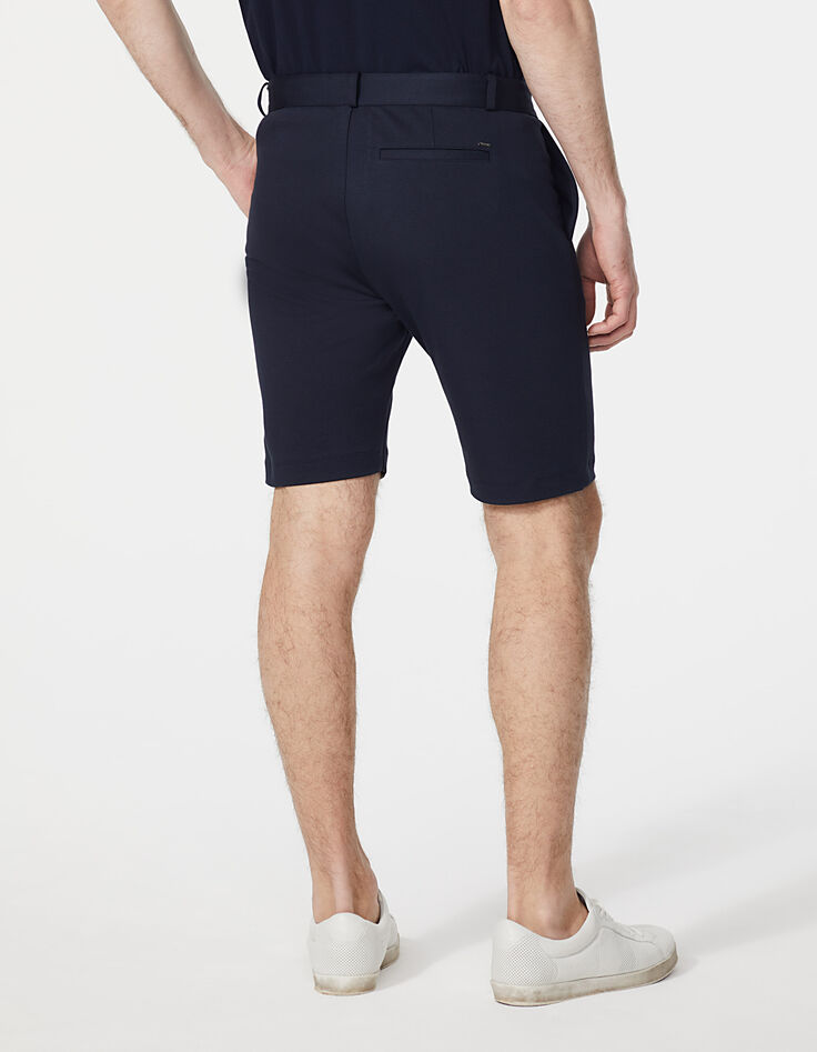 Bermuda chino SLIM marine maille Interlock Homme-4