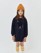 Robe-sweat navy fonc&eacute; molleton &agrave; message velours fille-5
