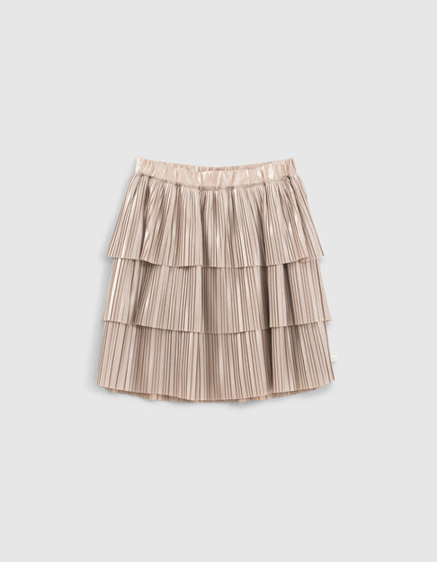 Girls’ gold recycled ruffled pleated skirt