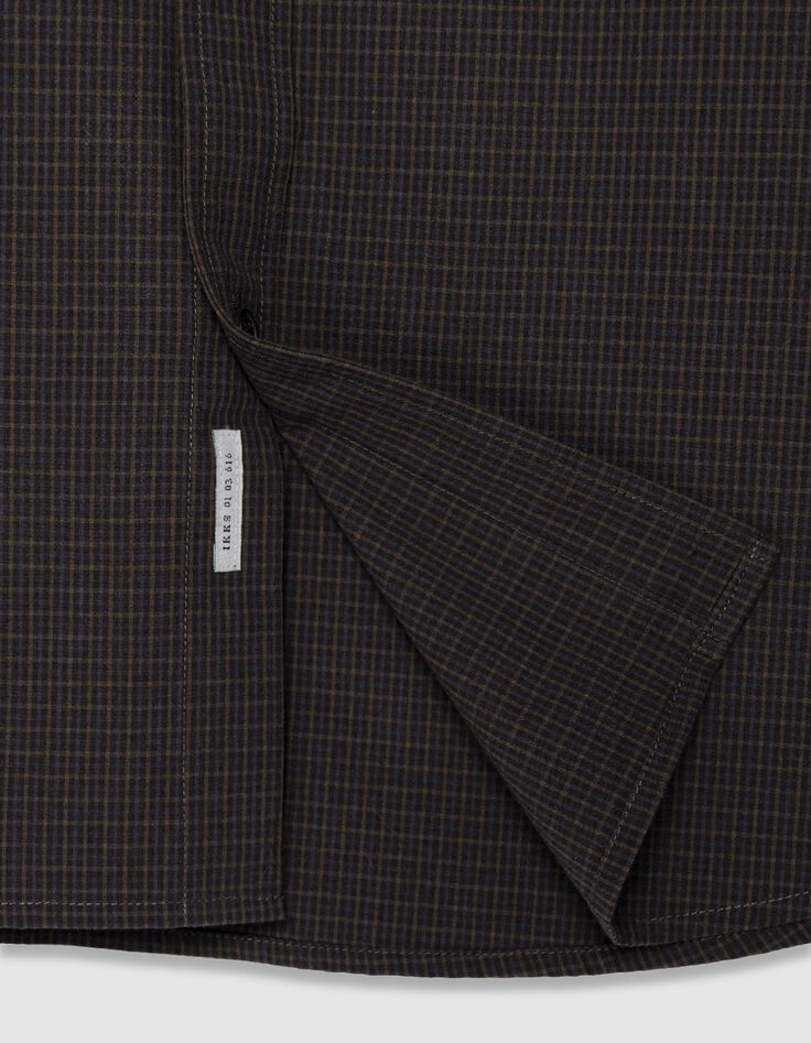 Camisa slim marino algod&oacute;n org&aacute;nico estampado de cuadros-8