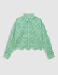Camisa verde algodón bordado inglés-5