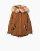 Parka cognac fourrée à capuche colorée fille-2