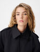 L&eacute;a Women's long navy double-breasted trench coat-4