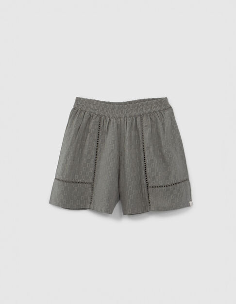 Khaki Mädchenshorts mit Jacquard und Ajours-Stoff - IKKS