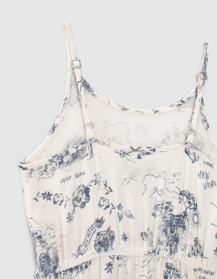 Robe longue blanche Ecovero® à imprimé toile de Jouy fille-6