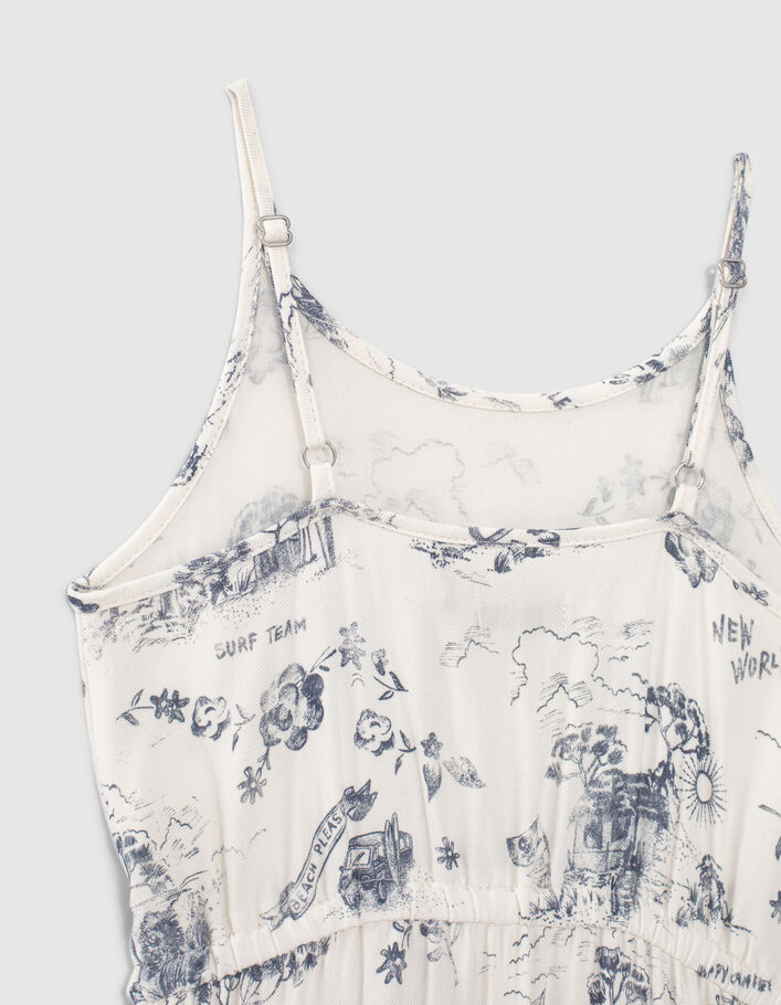 Langes weißes Mädchenkleid, Ecovero®, Toile-de-Jouy-Print - IKKS
