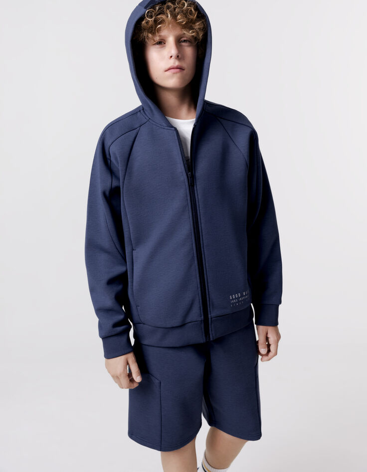 Bermuda BATTLE bleu molleton tech fleece garçon-1