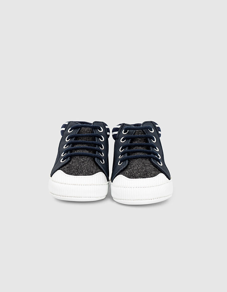 Baskets navy et gris à blasons bébé garçon -4