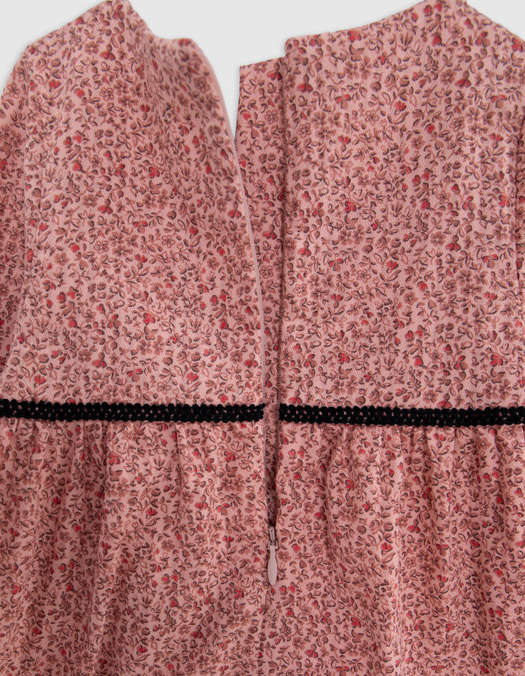 Rosa Kleid Biowolle Blümchen faux-uni Baby Mädchen-7