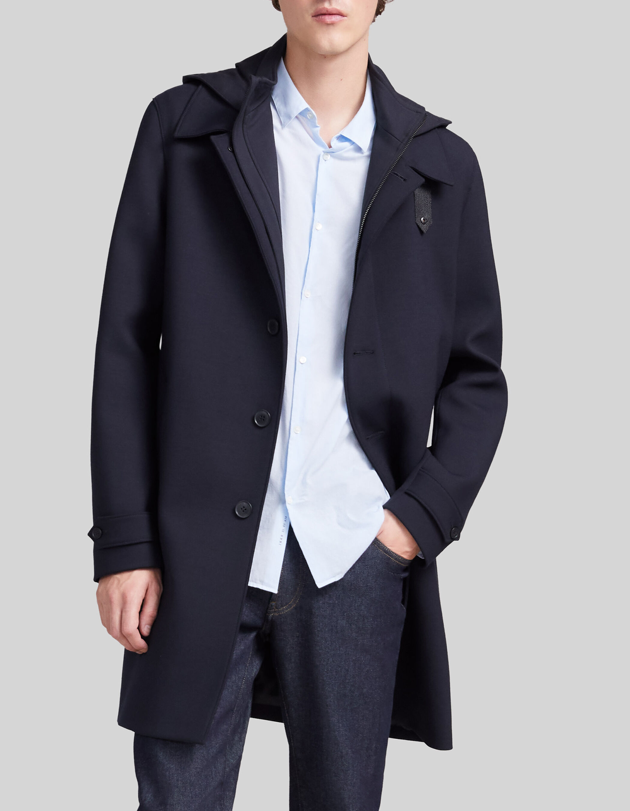 Mens trench discount coat with hood