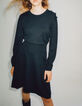 Women’s black sweater dress with diamante buttons-1