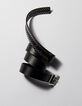 Women's black leather studded belt-5