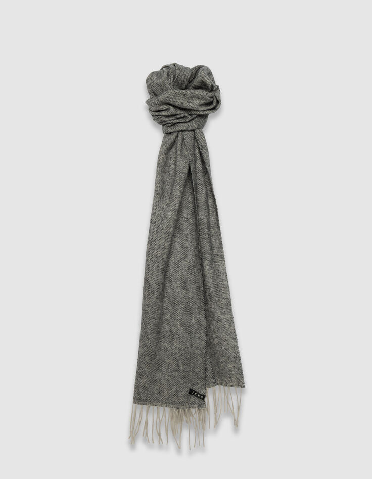 Bufanda gris jaspeado con flecos para hombre-1