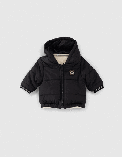 Doudoune réversible navy et Sherpa blanc bébé garçon - IKKS