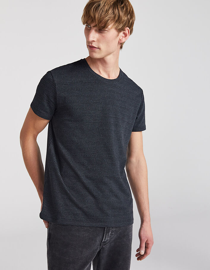 Men’s charcoal grey and black houndstooth T-shirt - IKKS
