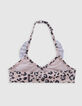 Maillot de bain 2 pièces rose imprimé léopard fille-5