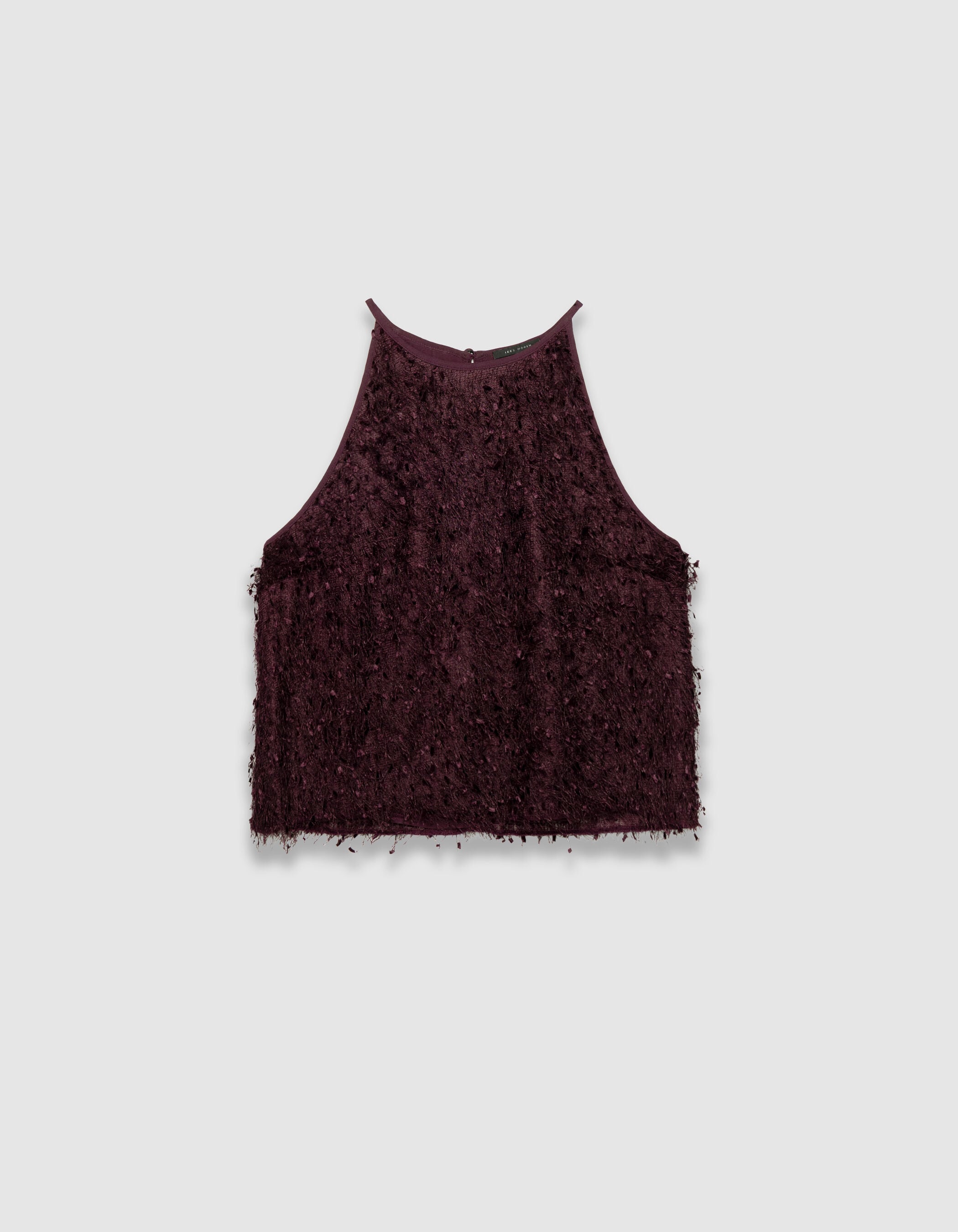 Women's burgundy feather-effect sleeveless cropped top IKKS