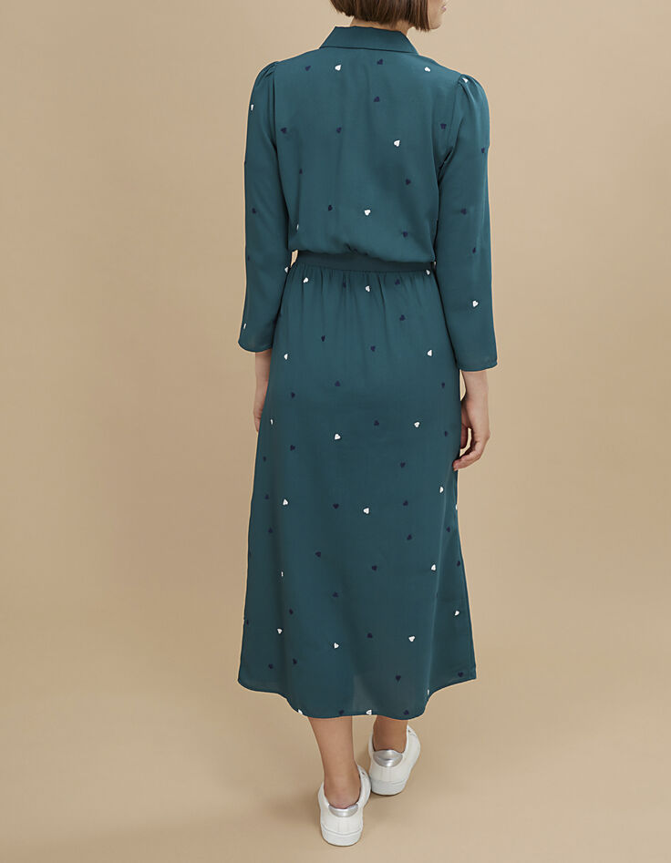 I.Code duck green midi dress with heart embroidery-3 I.Code duck green midi dress with heart embroidery-3