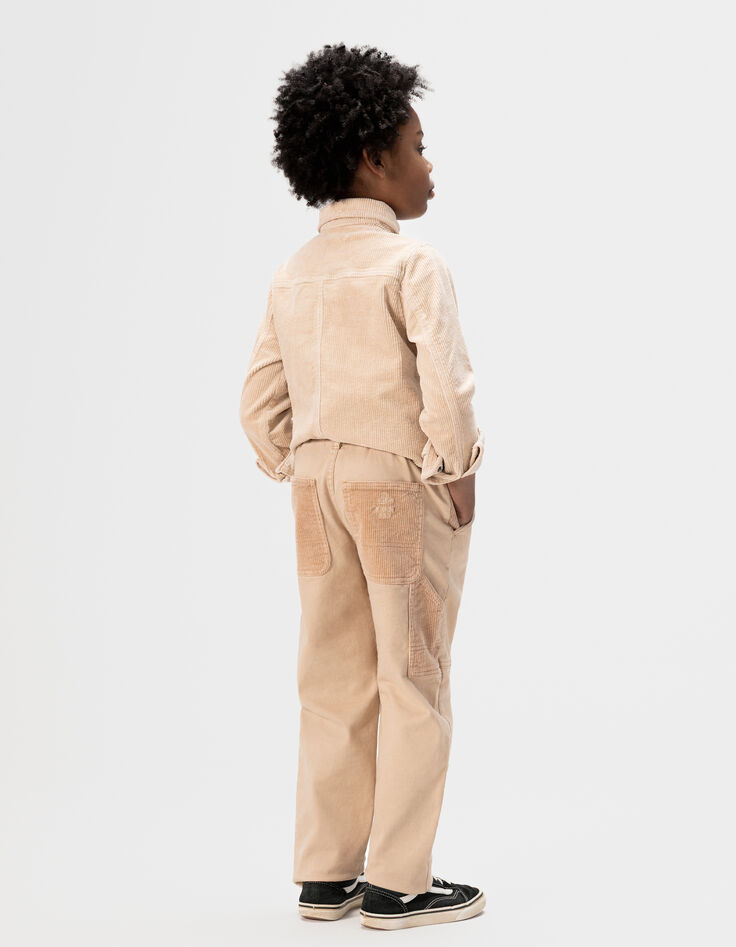 Pantalón jogger loose beige detalles pana niño-2