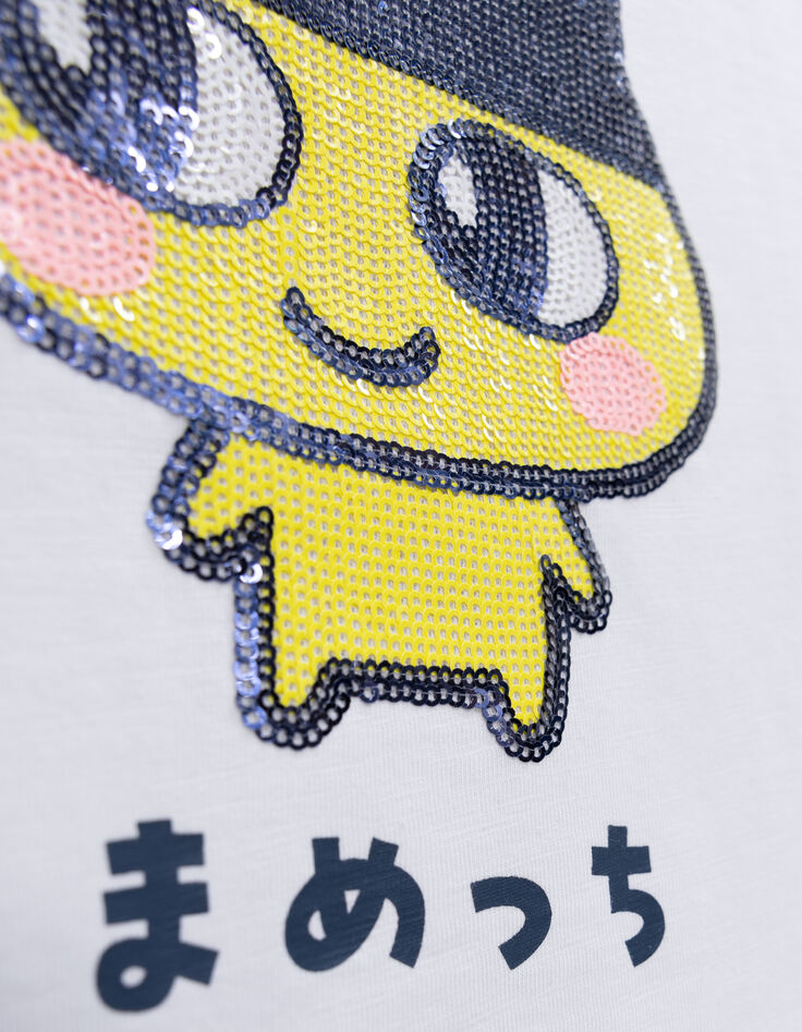 T-shirt blanc bio sequins TAMAGOTCHI x IKKS garçon-6