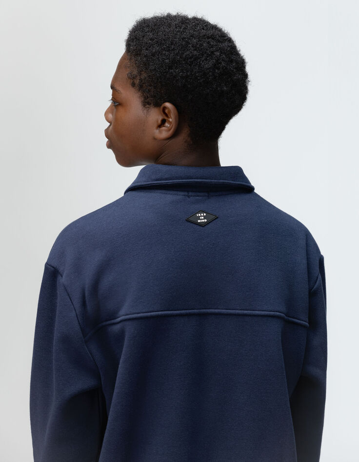 Boys’ navy zipped cardigan with shirt collar-9