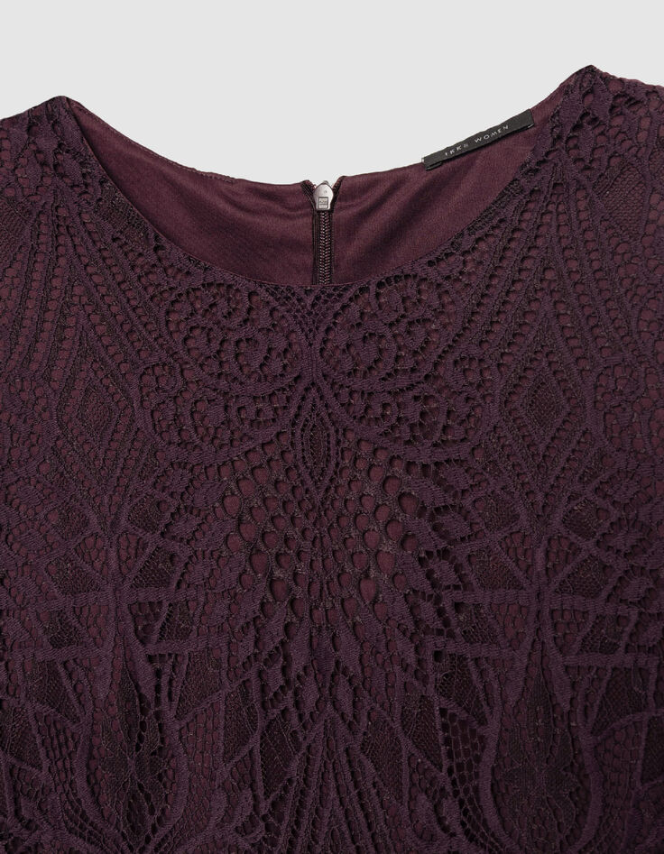 Maxi-jurk met bordeauxrode kant voor dames-7