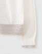 Cardigan blanc cassé bi matière brodé dos fille-5