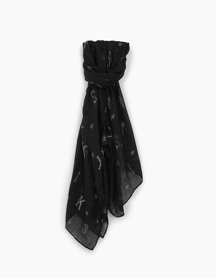 Women’s star logo print double gauze fine scarf - IKKS