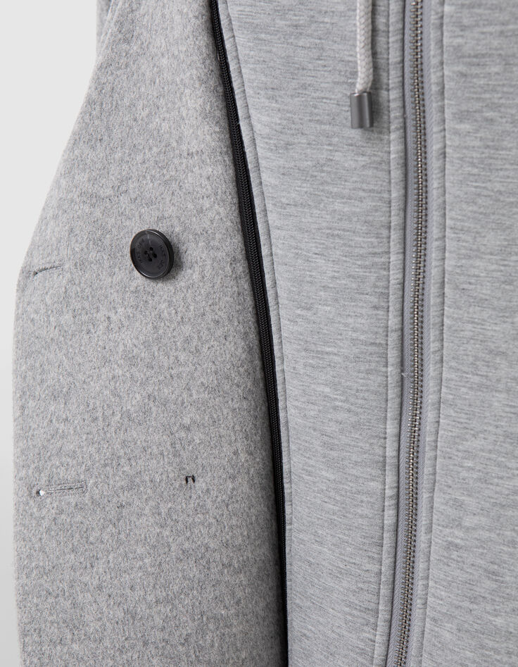 Manteau long gris parmenture amovible Femme-7