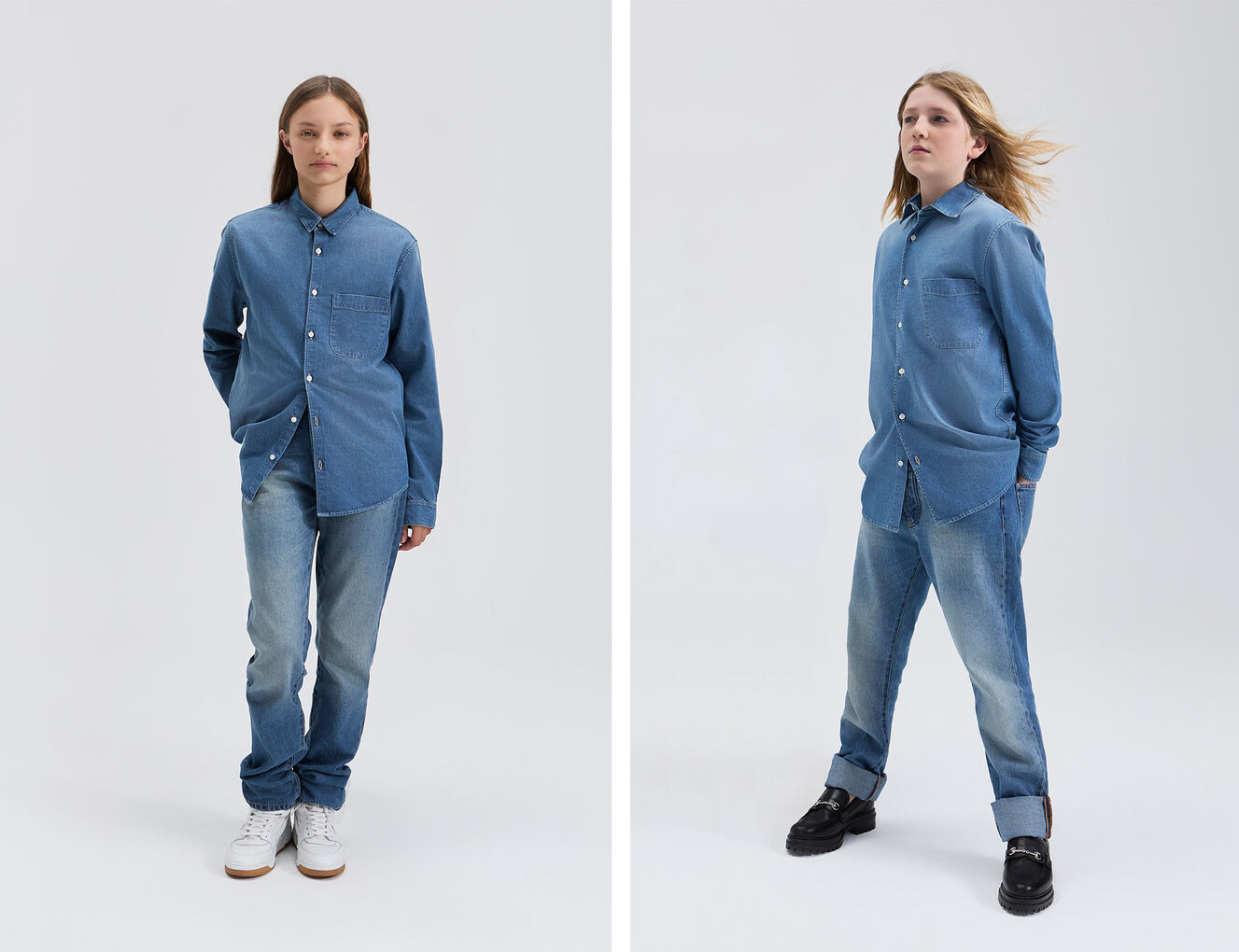 Gender Free-Blauw jeanshemd jongens/meisjes - IKKS-1