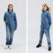 Gender Free-Blue denim mixed fabric shirt - IKKS image number 0