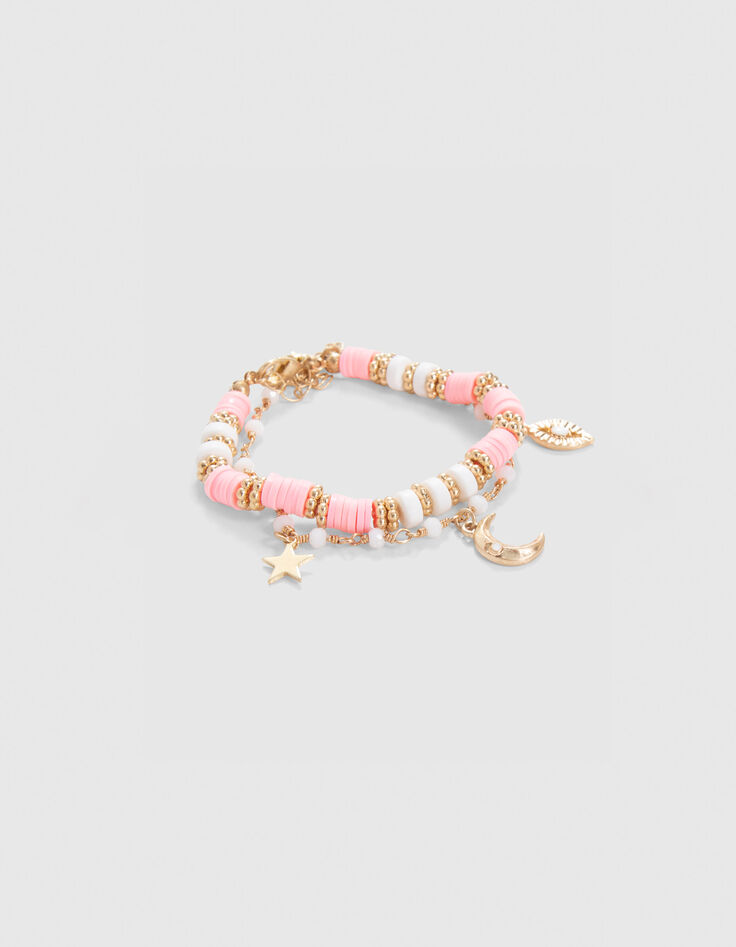 Bracelets dor&eacute;s perles et charms fille-3