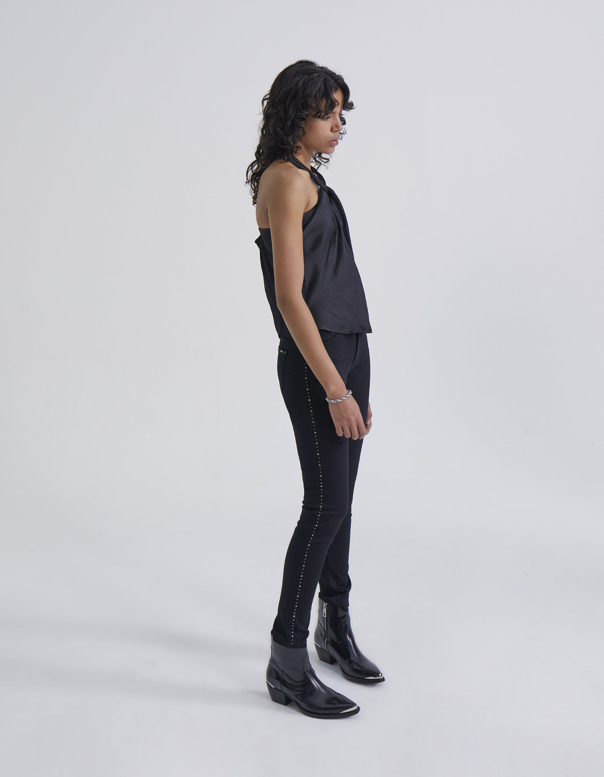 Jeans with studs down shop the side
