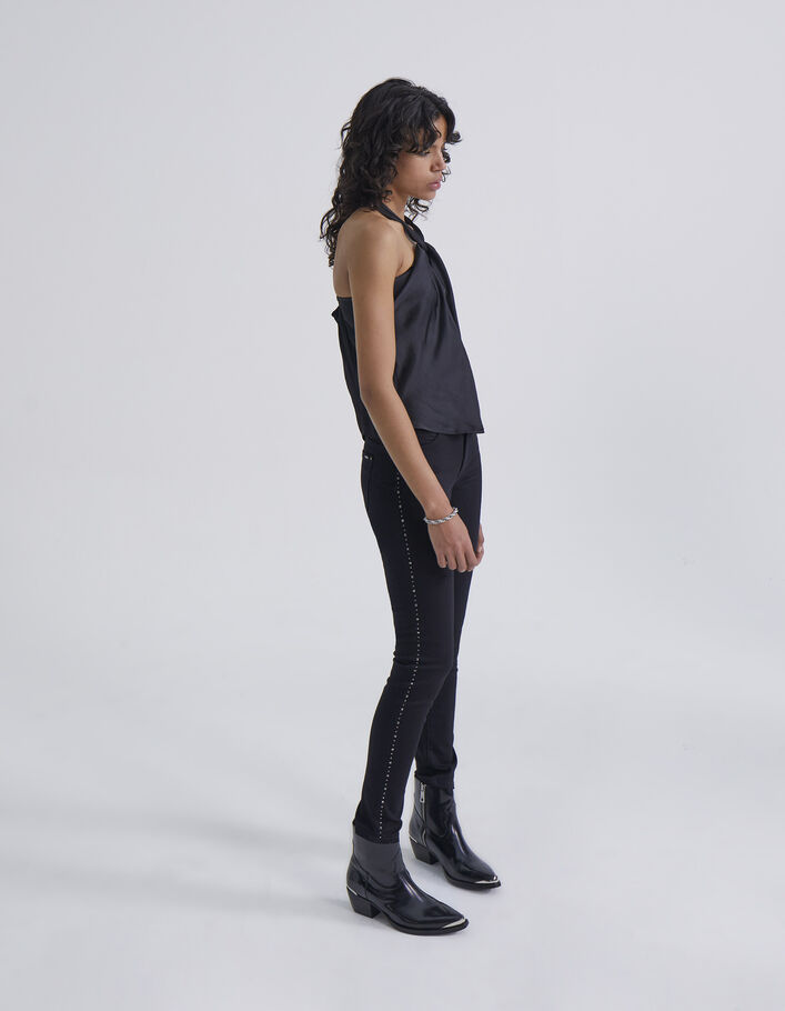 Women’s black sculpt-up slim jeans with studs down sides-4
