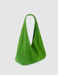 Bolso hobo de ante verde cactus para mujer-2