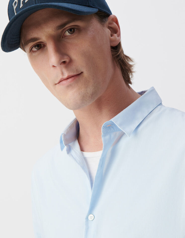 Men’s sky organic cotton voile SLIM shirt-3