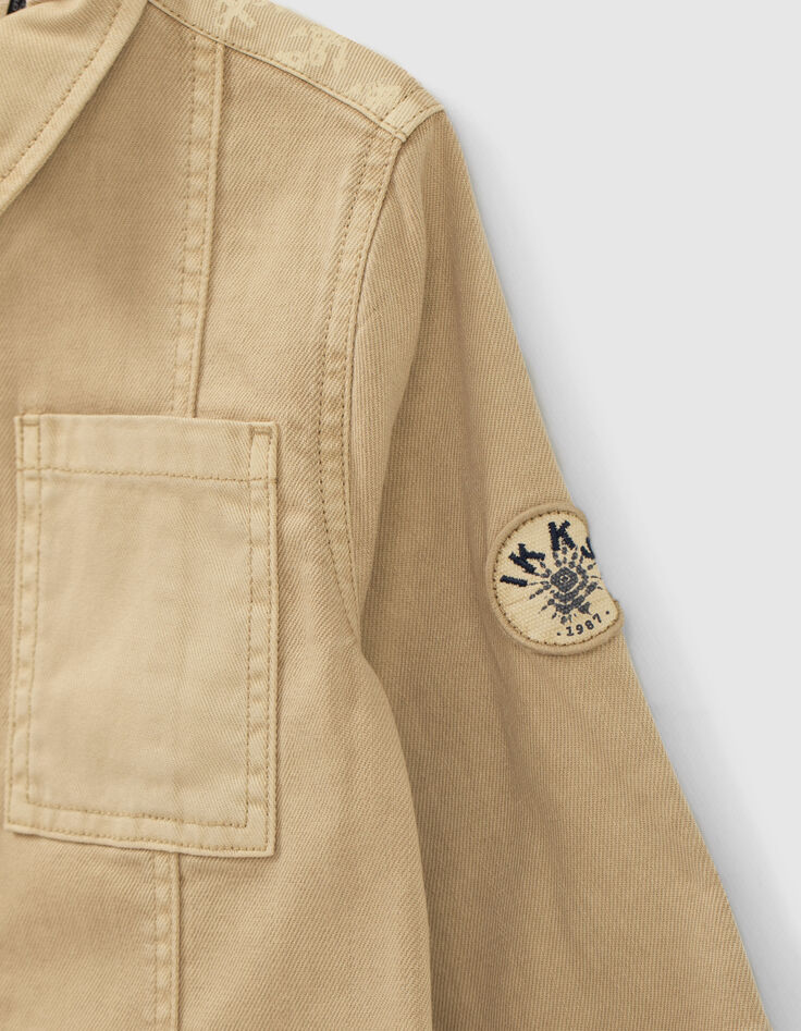 Chemise en jean beige print dos garçon-4
